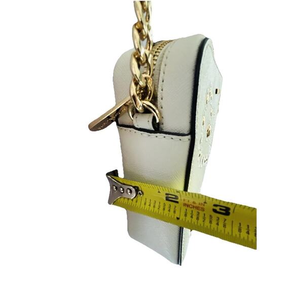 New Michael Kors Ginny Leather Crossbody White Embellished Gold Studded Bag - Picture 12 of 15